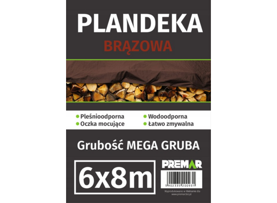 Plandeka 6 x 8 m brązowa