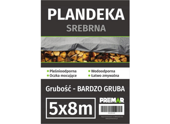 Plandeka 5 x 8 m srebrna