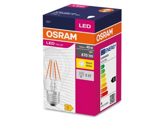 Żarówka LED VALUE CL A FIL 40 non-dim 4 W/827 E27