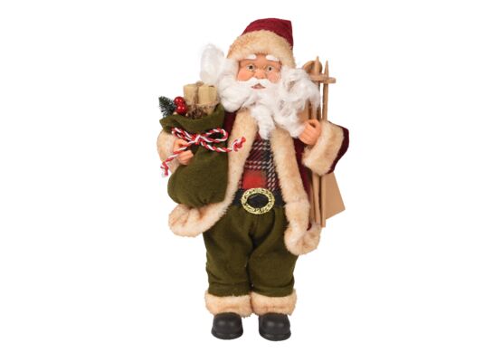 Mikołaj poliestrowy czerwono-zielony 30 cm