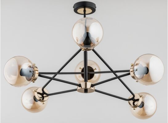 Lampa sufitowa Sagito E14 6 x40 W bursztyn, czarny