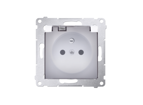 Gniazdo pojedyncze z uziemieniem IP44 białe z przesłonami Simon 54 Premium