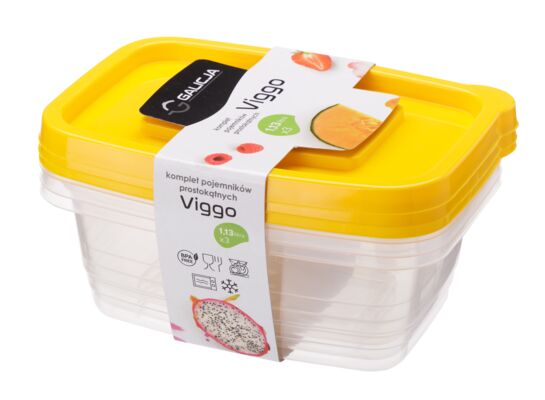 Komplet pojemników prostokątnych VIGGO 1,13 l 3 sztuki żółty