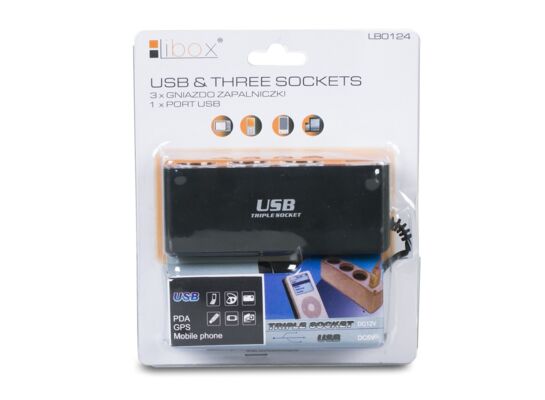 Rozgałęźnik gniazda zapalniczki samochodowej - 3 gniazda + USB LB0124 LIBOX