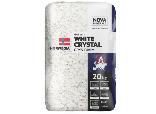 Grys White Crystal 4-8 mm 20 kg biały