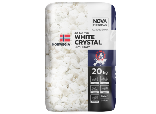 Grys White Crystal 25-50 mm 20 kg biały