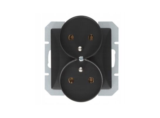 Gniazdo podwójne z/u z ramką czarny mat POLA
