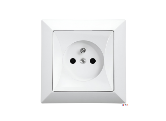 Gniazdo pojedyncze 2p+Z białe POLA