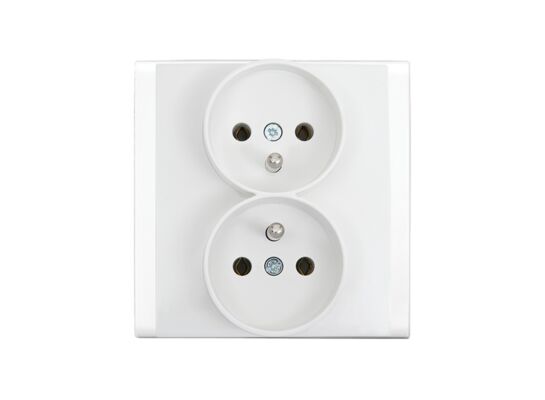 Gniazdo podwójne Linnera z uziemieniem z ramką białe Panasonic 8,5 x 8,5 x 4 cm