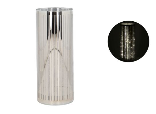 Lampion LED 8 x 20 cm srebrny