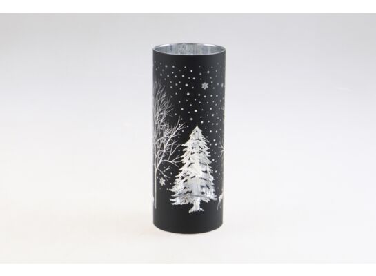 Świecznik szklany LED 8 x 20 cm czarny