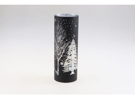 Świecznik szklany LED czarny