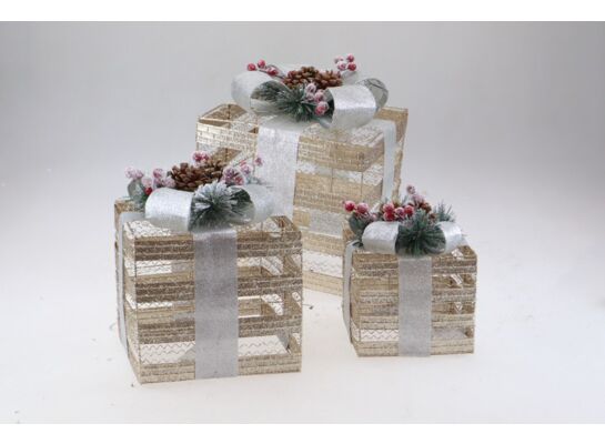 Zestaw prezentów z LED złoto-srebrny