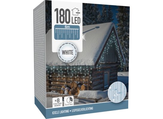 Kurtyna 180 LED 6 m zimne białe