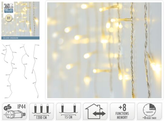 Kurtyna 360 LED 12 m ciepłe białe