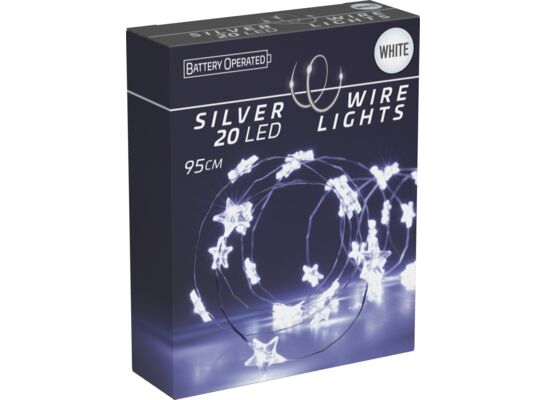 Łańcuch 20 LED gwiazdki 95 cm zimne białe