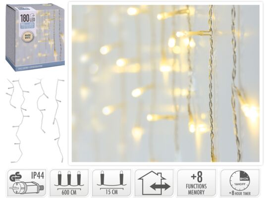 Kurtyna 180 LED 6 m ciepłe białe
