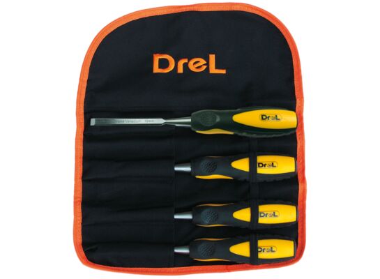 Dłuto do drewna płaskie 6 / 12 / 20 / 25 mm zestaw 4 sztuki Drel