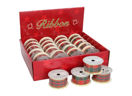 Wstążka w kratkę 3,8 x 270 cm mix