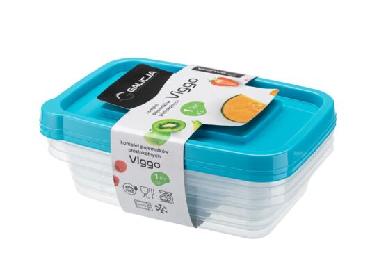 Komplet pojemników prostokątnych VIGGO 1 l 3 sztuki niebieski