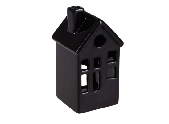 Figurka ceramiczna domek 8 x 8 x 15 cm czarny