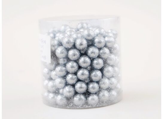 Kulki brokatowe 1,5 cm srebrne