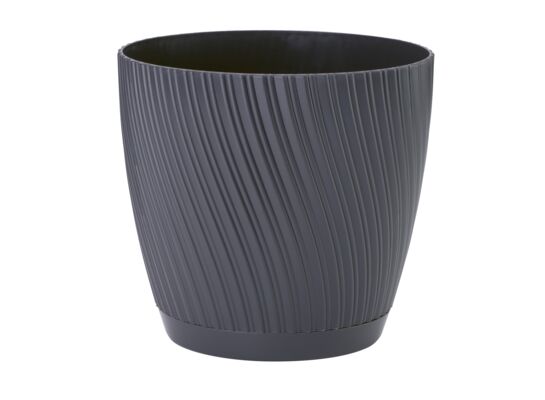 Doniczka Mika z podstawką 13 cm antracytowa