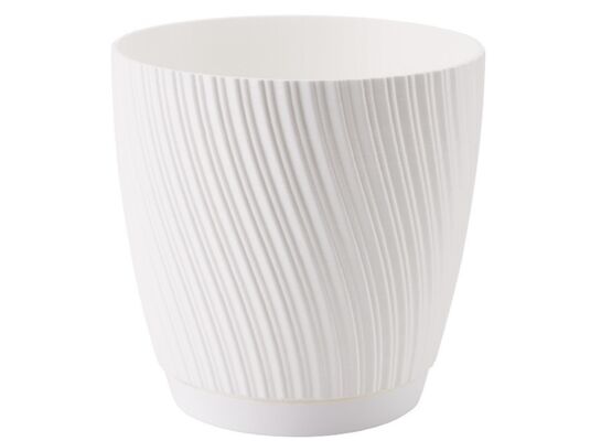 Doniczka Mika z podstawką 17 cm biała