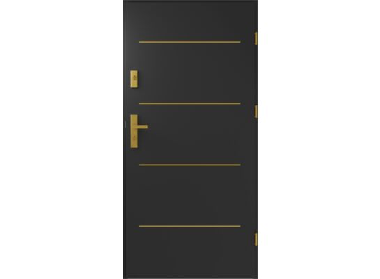 Drzwi zewnętrzne Atena 90 prawe czarny antracyt/złoto