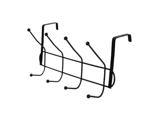 Wieszak na drzwi Malva z 8 hakami czarny