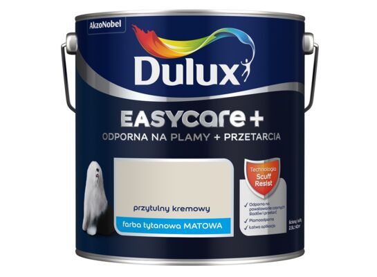 Farba tytanowa Dulux EasyCare+ Plamy+Przetarcia Przytulny Kremowy 2,5 l