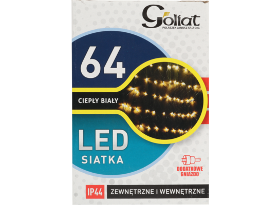 Siatka świetlna 64 LED ciepłe światło IP44 1 x 1 m
