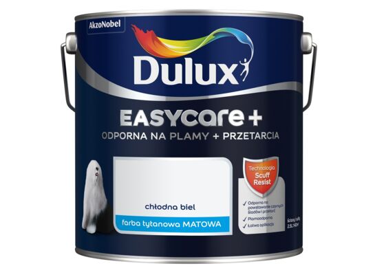 Farba tytanowa Dulux EasyCare+ Plamy+Przetarcia Chłodna Biel 2,5 l