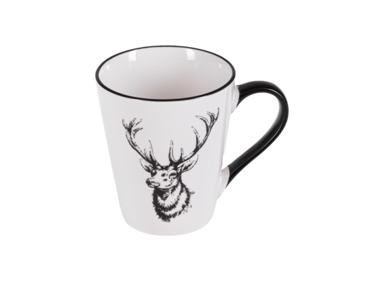 Kubek ceramiczny renifer 320 ml biało-czarny
