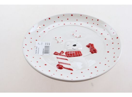 Talerz ceramiczny renifer 25 cm biały
