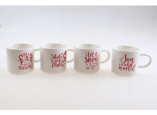 Kubek ceramiczny 385 ml biało-czerwony