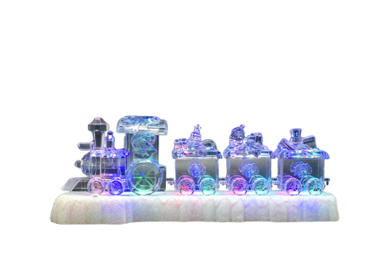 Pozytywka akrylowy pociąg na śniegu 9LED 8 melodii