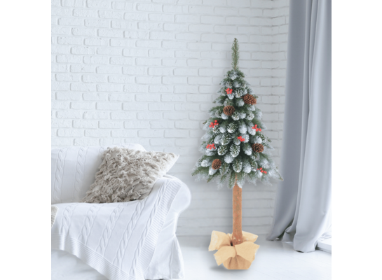 Choinka sztuczna jodła z szyszkami i jarzębiną na pniu 100 cm