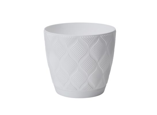 Doniczka Flow Petit z podstawką 17 cm biała
