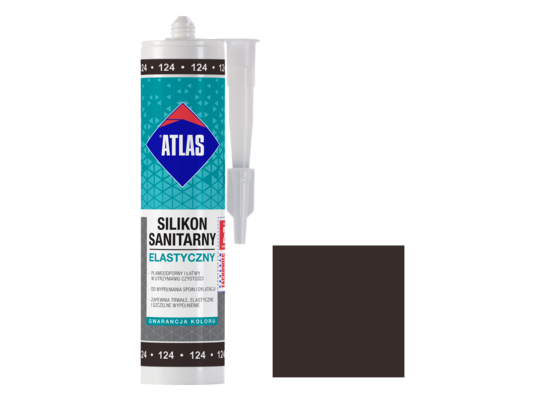 Silikon sanitarny elastyczny 124 ciemne wenge 280 ml Atlas