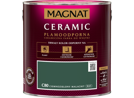 Farba ceramiczna ciemnozielony malachit C80 2,5 l Magnat