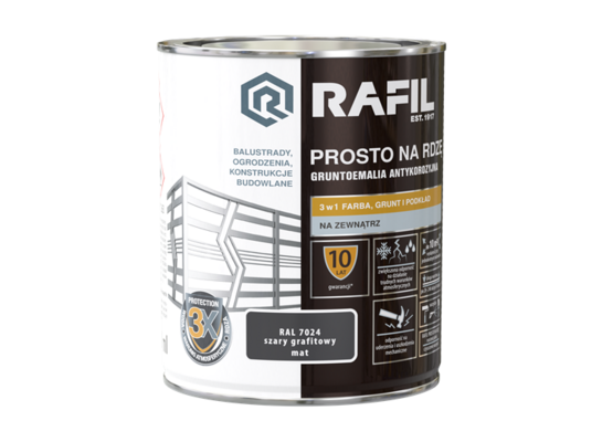 Gruntoemalia PROSTO Na Rdzę Mat RAL7024 0,75 l RAFIL