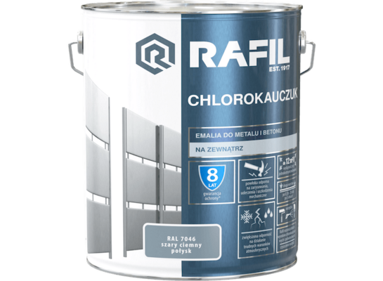 Emalia Chlorokauczukowa szary ciemny 10 l RAFIL