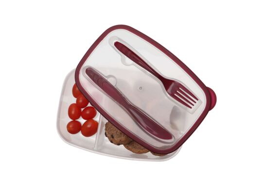 Lunchbox ze sztućcami FRESH 6,5 x 15,5 x 22,5 cm bordowy