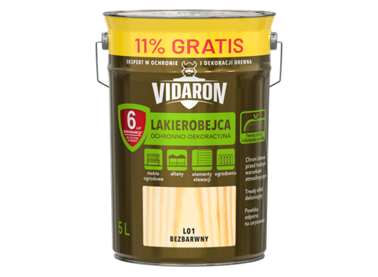 Lakierobejca bezbarwny L01 5 l VIDARON