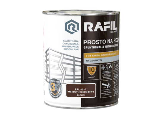Gruntoemalia PROSTO Na Rdzę Połysk RAL8017 0,75 l RAFIL