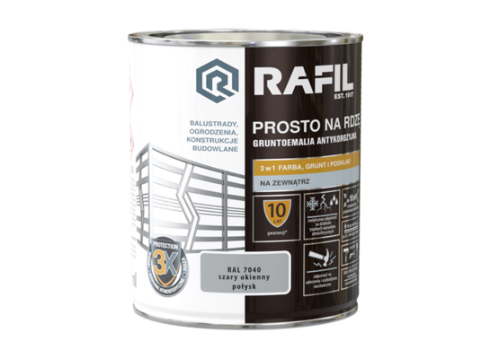 Gruntoemalia PROSTO Na Rdzę Połysk RAL7040 0,75 l RAFIL