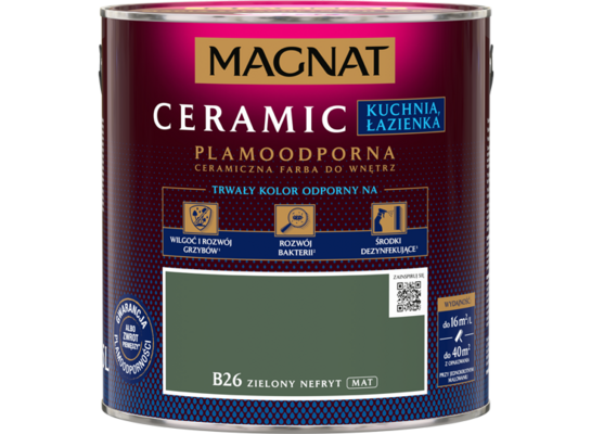 Farba ceramiczna MAGNAT Kitchen&Bathroom zielony nefryt B26 2,5 l