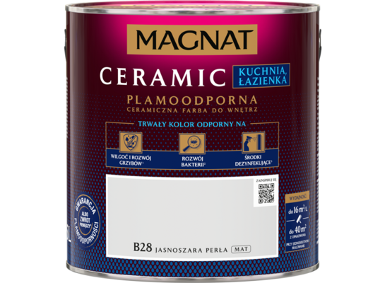 Farba ceramiczna MAGNAT Kitchen&Bathroom jasnoszara perła B28 2,5 l