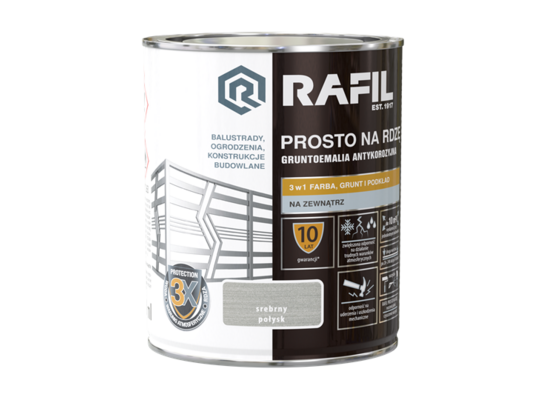 Gruntoemalia PROSTO Na Rdzę Połysk Srebrny 0,75 l RAFIL